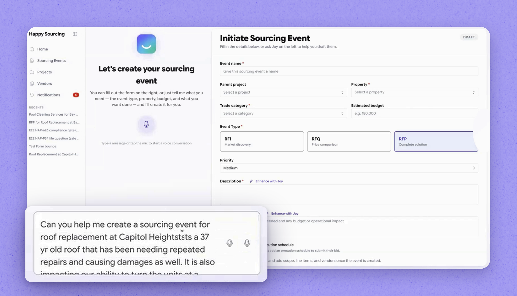 Describe what you're sourcing