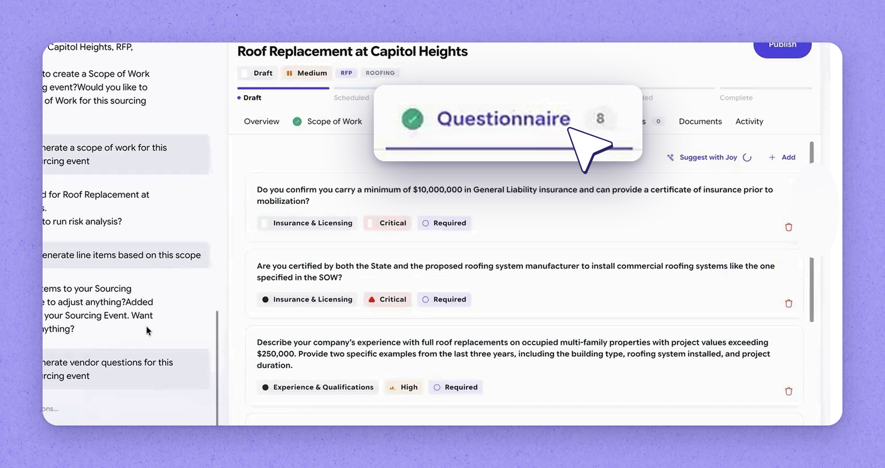 How Joy generates the questionnaire