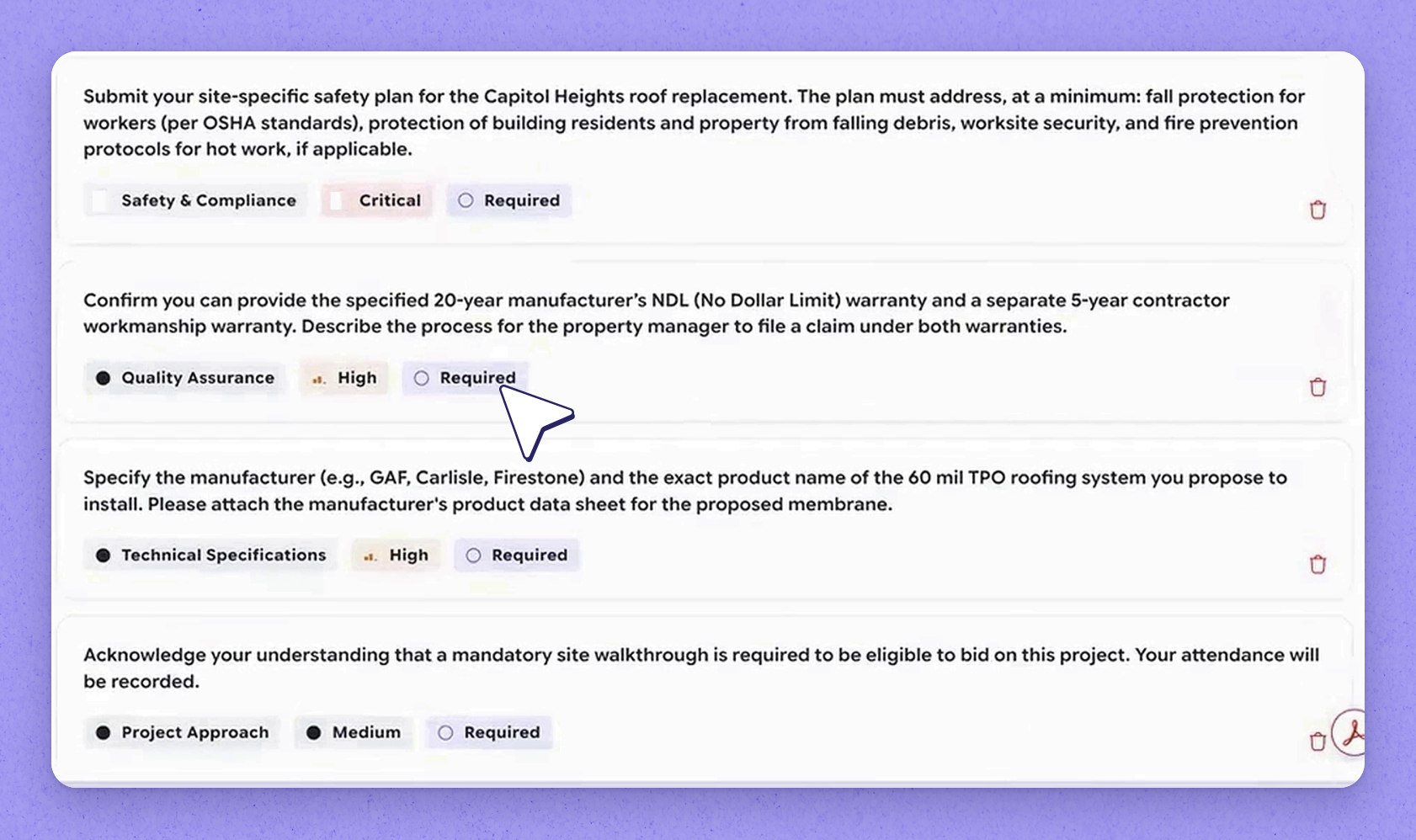 Review and adjust questions