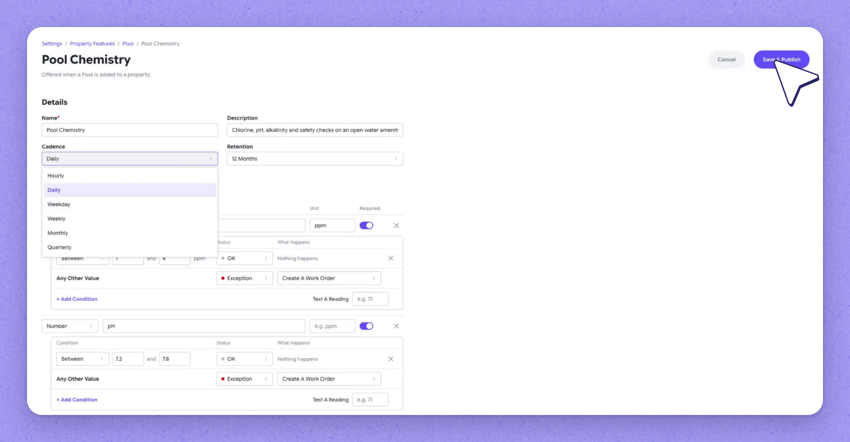 Set up logbooks on Property Features